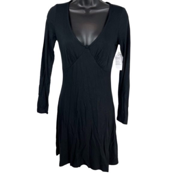 NWT! BP Solid Black V-Neck Long Sleeve Mini  Dress - Size Small💛 - Picture 4 of 7